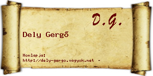 Dely Gergő névjegykártya